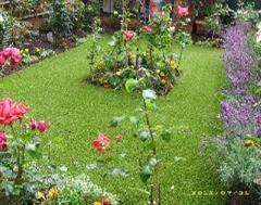 A typical country garden with artificial grass